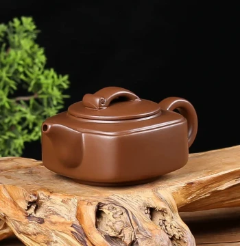 Yixing Zisha Teapot, Cinnabar Clay Large Ceramic Pot, Small Handmade Square Pot, Kung Fu Tea Brewing Vessel, Single Teapot