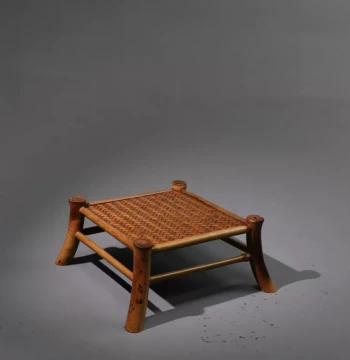 Handmade Meilu Bamboo Orchid Stand with Woven Mat Surface, Desktop Display Shelf for Tea Utensils, Flower Pots, and Acorus Decor