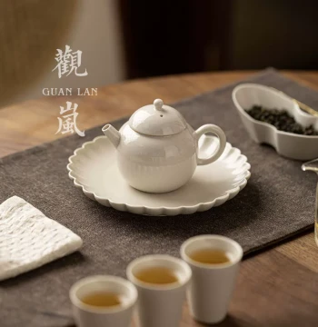 Guanlan Plant Ash Handmade Small Teapot Kung Fu Tea Set Ceramic Home Retro with Filter Chinese Style Tea Brewing Single Pot