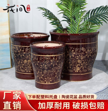 Extra Large Ceramic Flower Pot Fortune Character Classical Money Tree High-End Living Room Indoor Outdoor Universal Factory Clearance Sale