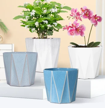Large and Extra-Large Ceramic Flower Pot with Saucer, Minimalist European Style White Planter for Succulents, Pothos, Living Room, and Balcony