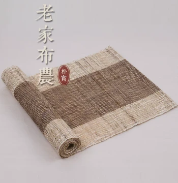Japanese Style Solid Coffee Ramie Table Runner - Double-Sided Tea Ceremony Mat