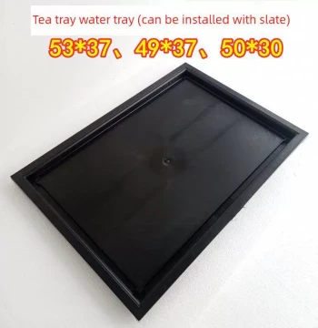 Tea Tray Water Catcher with Embedded Stone or Ceramic Plate, Plastic Drainage Tray with Hose Connection for Tea Set Accessories