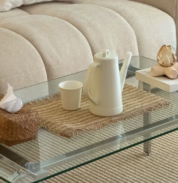 Ins-Style Vintage Woven Placemat Color-Block Tea Mat Rattan & Jute Heat-Resistant Pad Premium Brown Beige