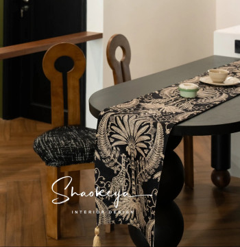 French Vintage Chenille Jacquard Table Runner - Premium Minimalist Luxury Tea Mat