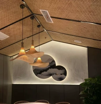 Hollow Bamboo Woven Mat for Ceiling, Background Wall, and Partition Decoration, Bamboo Material for Restaurant, Club, and Teahouse Renovation