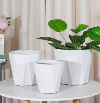 Ceramic Flower Pot Tray, Octagonal White Design for Home Desktop or Floor Use, Suitable for Anthurium, Pothos, Succulents, Light Luxury Premium Style
