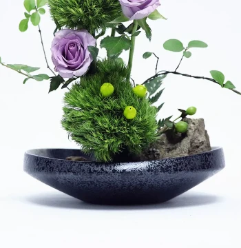 Ceramic Flower Pot and Vase, Japanese Kenzan Ikebana Feature Pot, Tea Mat Floral Art Decor Ornament, Chinese Bowl with Flower Pins Included