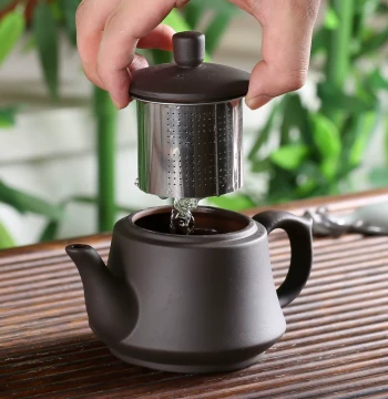 Yixing Zisha Teapot with Filter, Small Capacity Handmade Ceramic Tea Pot for Home Brewing, Traditional Single Pot