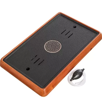 Rosewood Tea Tray with Water Catchment Basin, Dual-Use Storage and Drainage, Artificial Stone Surface Tea Set Tray, Solid Wood Tea Table