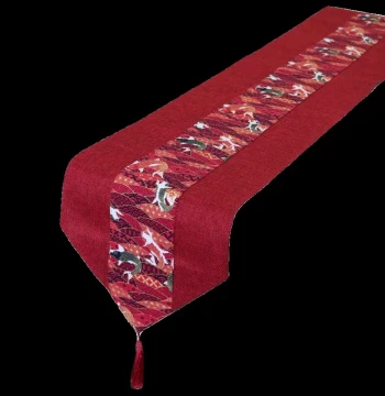 Wujia Wedding Products - Chinese Style Red Table Runner with 'Double Happiness' Character for Wedding Room and Tea Table Decor