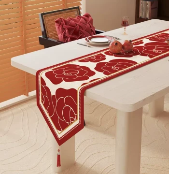 Red New Year Table Runner for Festive Tea Ceremonies and Wedding Decor