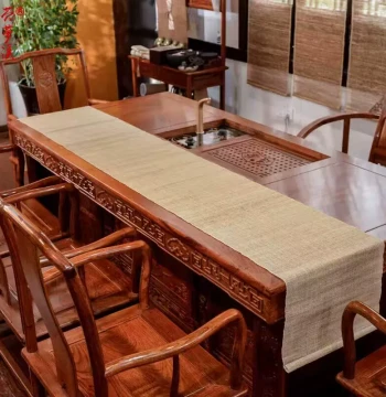 Chinese-Style Plain Handmade Dry Tea Mat - Linen Table Runner for Zen Tea Houses and Decor