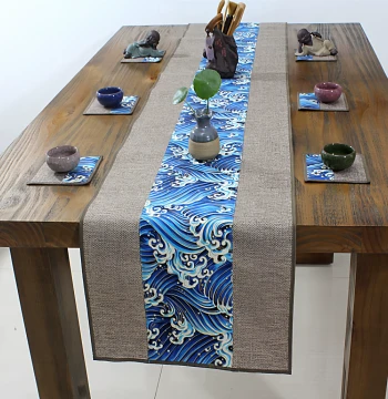 Small Tea Flag Bay Window Coffee Table Tea Mat Blue and White Porcelain Table Decorative Cloth Narrow Table Runner Dry Tea Ceremony Mat Width 20cm