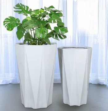 Large Floor Planter Ceramic Vase with Wide Opening, Nordic Minimalist Style for Living Room, Balcony, Office, Lucky Bamboo and Green Plants