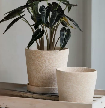 Unglazed Rough Terracotta Yellow Clay Planter, Slip-Cast Coarse Surface Breathable Ceramic Self-Watering Pot with Tray for Bulb Plants
