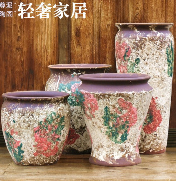 Extra Large Ceramic Planter with Wide Mouth for Echeveria Stumps, Roses, and Bougainvillea, High Cylinder Breathable Pot Clearance