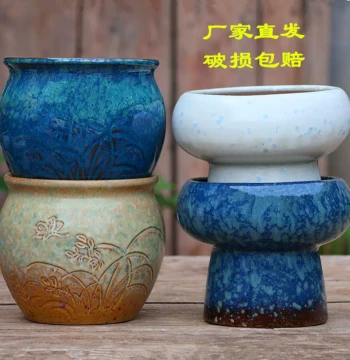 Handmade Coarse Pottery Succulent Pot - Clearance Sale, Large Opening Minimalist Planter for Green Plants