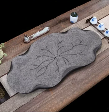 Custom Chinese Style Raw Stone Tea Tray for Home Kung Fu Tea Set Irregular Hollowed-Out Drainage Tea Table
