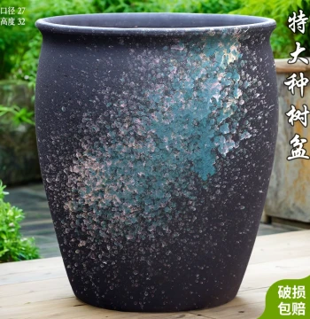 Large Diameter Ceramic Planter, Extra Large Home Living Room Bonsai Pot, Breathable Black Diamond Clay Pot, Clearance Sale