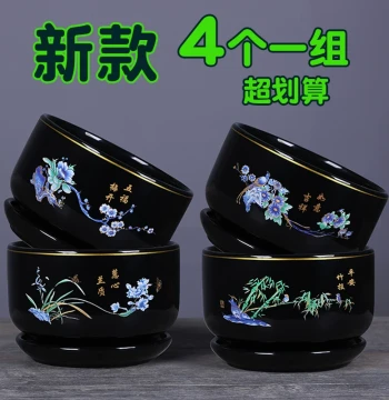 Thickened Ceramic Planter with Tray, Minimalist Indoor Pot for Phalaenopsis Orchids, Breathable Water-Absorbing Begonia Style