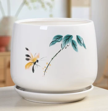 Nordic Minimalist Ceramic Planter Clearance Sale, Creative Black & White Large Size with Tray for Home Balcony
