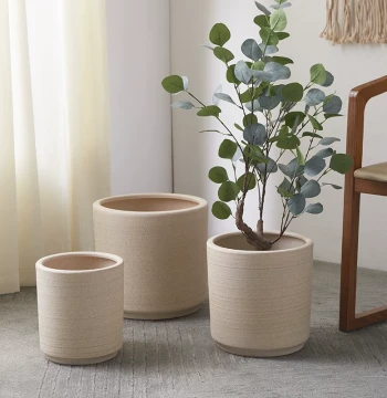 Extra-Large Ceramic Flower Pot, Coarse Pottery, Breathable, Wide Mouth Over 30cm, New Minimalist Style for Balcony, Living Room, and Orchids