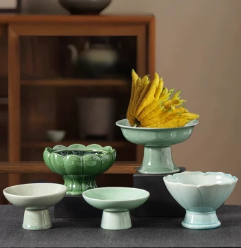 Ceramic Bergamot Tray, Chinese Style Fruit Hydroponic Vessel, Specialized Water-Culture Pot for Ferns and Decorative Display