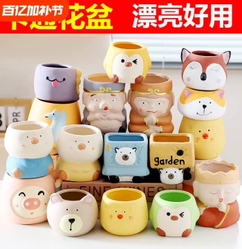 Small Cartoon Ceramic Succulent Planter, Exquisite Large Size, Cute Desktop Pot for Succulents, Clearance Sale