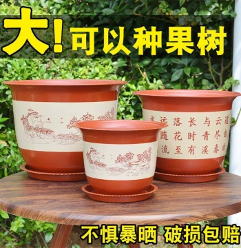 Extra-Large Faux Ceramic Resin Planter for Fruit Trees, Pothos, Roses, Peonies, and Other Indoor/Outdoor Plants