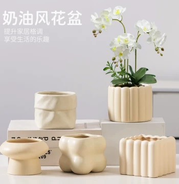 Ceramic Planter, Nordic Home Succulent Pot, Cream Style Ins Design, Orchid Pot in Various Sizes for Green Plants