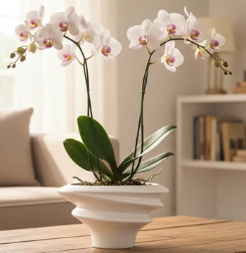 White Phalaenopsis Orchid Pot - Luxury Ceramic Modular Planter for Home Use (Free Shipping)