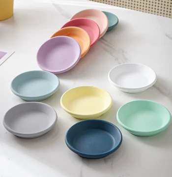 Ceramic Flower Pot Base Round Water Tray Thick Deep Mobile Stand Colorful Decorative Plant Saucer