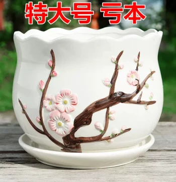Large and Extra-Large Ceramic Flower Pots with Saucers - Clearance Sale, Breathable Design for Pothos, Succulents, and Green Plants - Wholesale