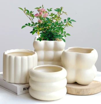 Nordic-Style Ceramic Flower Pot, Minimalist Ins Aesthetic, Cream Luxury Design for Orchids, Succulents, and Indoor Plants
