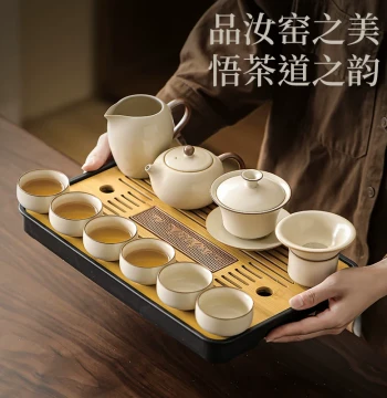 2026 New Ru Kiln Kung Fu Tea Set for Home and Office - Gaiwan, Teapot, and Cups
