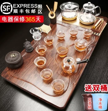Fully Automatic Tea Tray with Bottom Water Supply, Integrated Glass Kettle, Minimalist Kung Fu Tea Set for Home