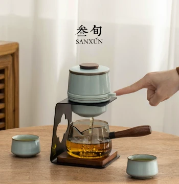 Sanxun Xingyun Ru Kiln Automatic Kung Fu Tea Set 2026 New Lazy Teapot Gift Set for Elders