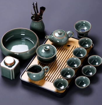 Ge Kiln Kung Fu Tea Set, Chinese Style 2026 New Arrival, Premium Light Luxury Teapot for Home and Office Brewing