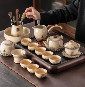 Ru Kiln Gongfu Tea Set 2026 New Home Light Luxury Premium Ceramic Teapot Office Guest Tea Drinking