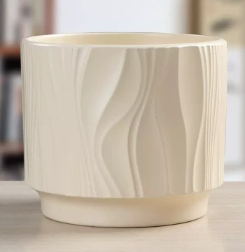 Nordic Minimalist Wave Ceramic Flower Pot, Extra Large with Tray for Pothos, Phalaenopsis, Succulents, Modern Home Balcony Decor