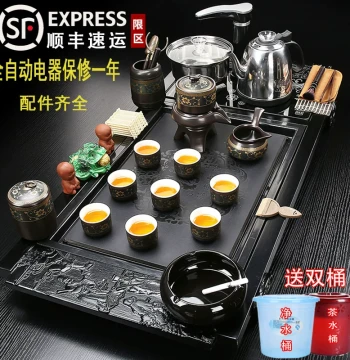 Complete Home Tea Set for Living Room with Automatic Water Filling, Integrated Kung Fu Tea Station, Kettle, and Minimalist Tea Tray