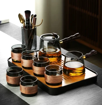 Glass Tea Set Home Tea Tray Office Living Room Guest Kung Fu Teacup Premium Light Luxury Teapot