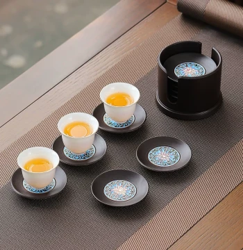 Bakelite Coaster Set for Tea Ceremony, Heat-Insulating Cup Holders, Non-Slip Anti-Scald Accessories for Office and Home