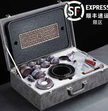 Premium Portable Kung Fu Tea Set with Electric Stove, Luxury Travel Gift Box for Office and Business