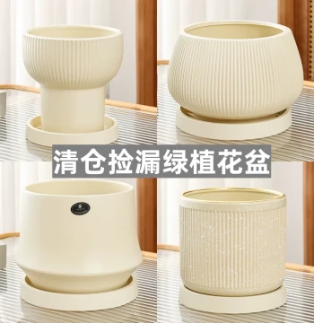 Nordic Minimalist Ceramic Flower Pot with Tray for Phalaenopsis and Succulents - Clearance Sale