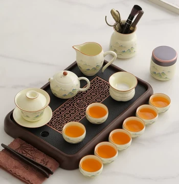 2026 New Kung Fu Tea Set Complete Home Luxury High-End Teapot Teacup Tray for Serving Guests