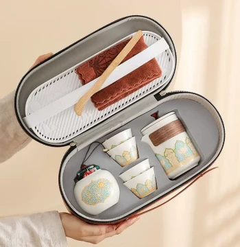 Portable Travel Tea Set – Outdoor Camping Ceramic Quick Brew Cup & Gongfu Teapot for Office Use