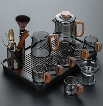 Glass Tea Set for Brewing - Teapot and Cups, Light Luxury Premium Kung Fu Style, New Arrival for Office and Home