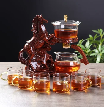 Magnetic Tea Set for Home - Glass Automatic Lazy Brewer for Office and Guest Kung Fu Tea Ceremony